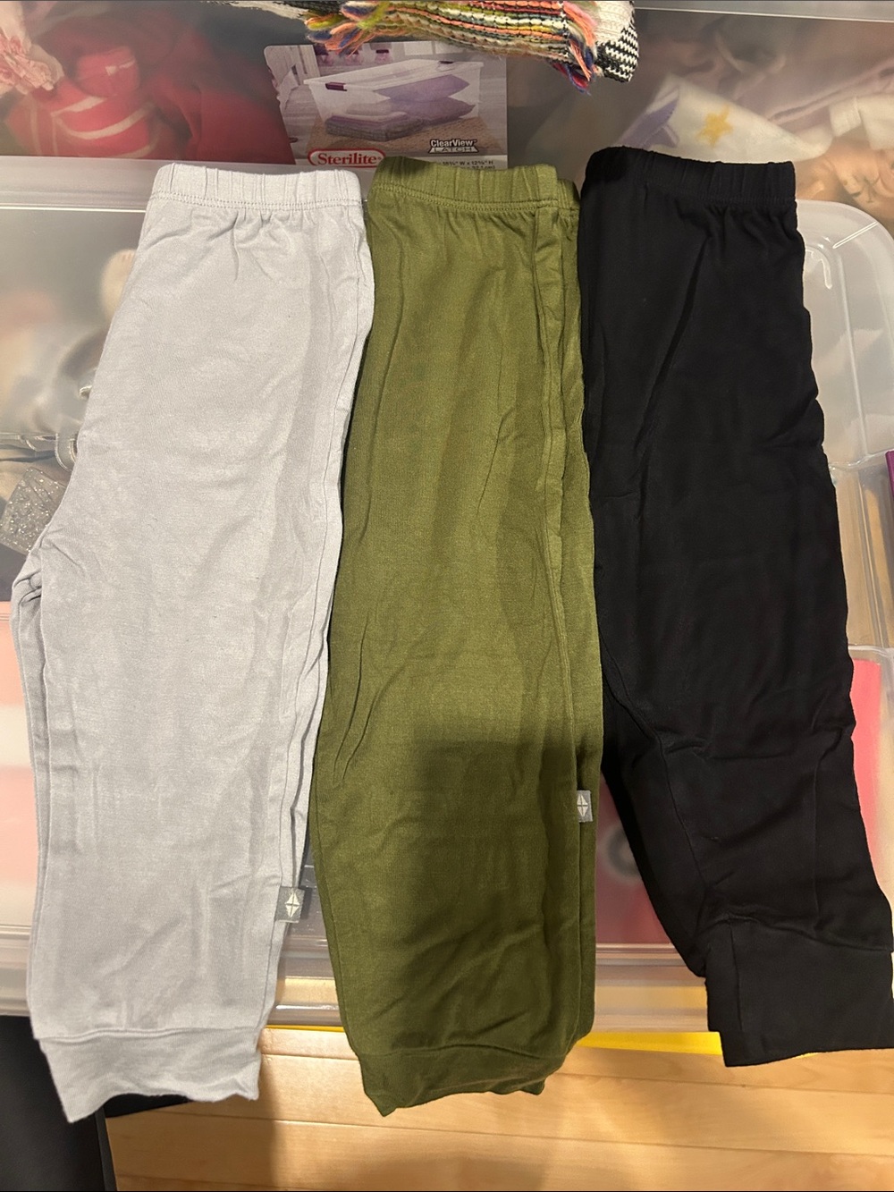 Bundle of Kyte Baby Cotton Jogger Pants - Olive, Black & Light Gray